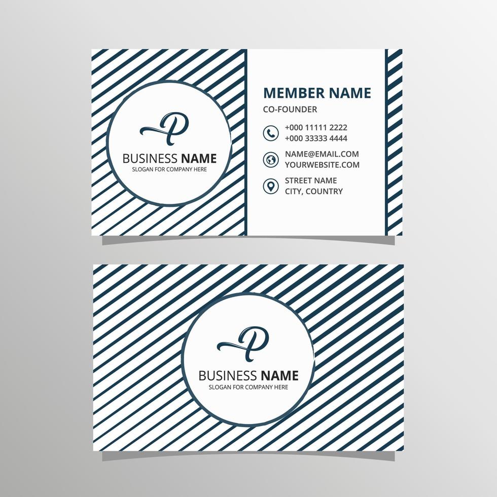 Modern Business Card Template With Diagonal Lines vector