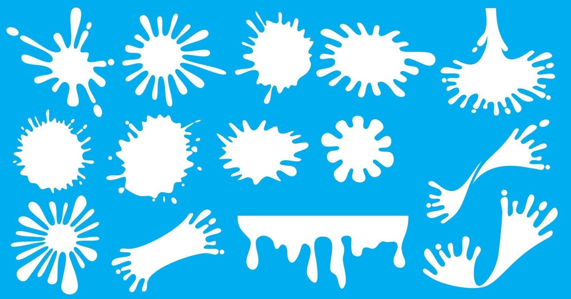 white milk splash and blot collection vector