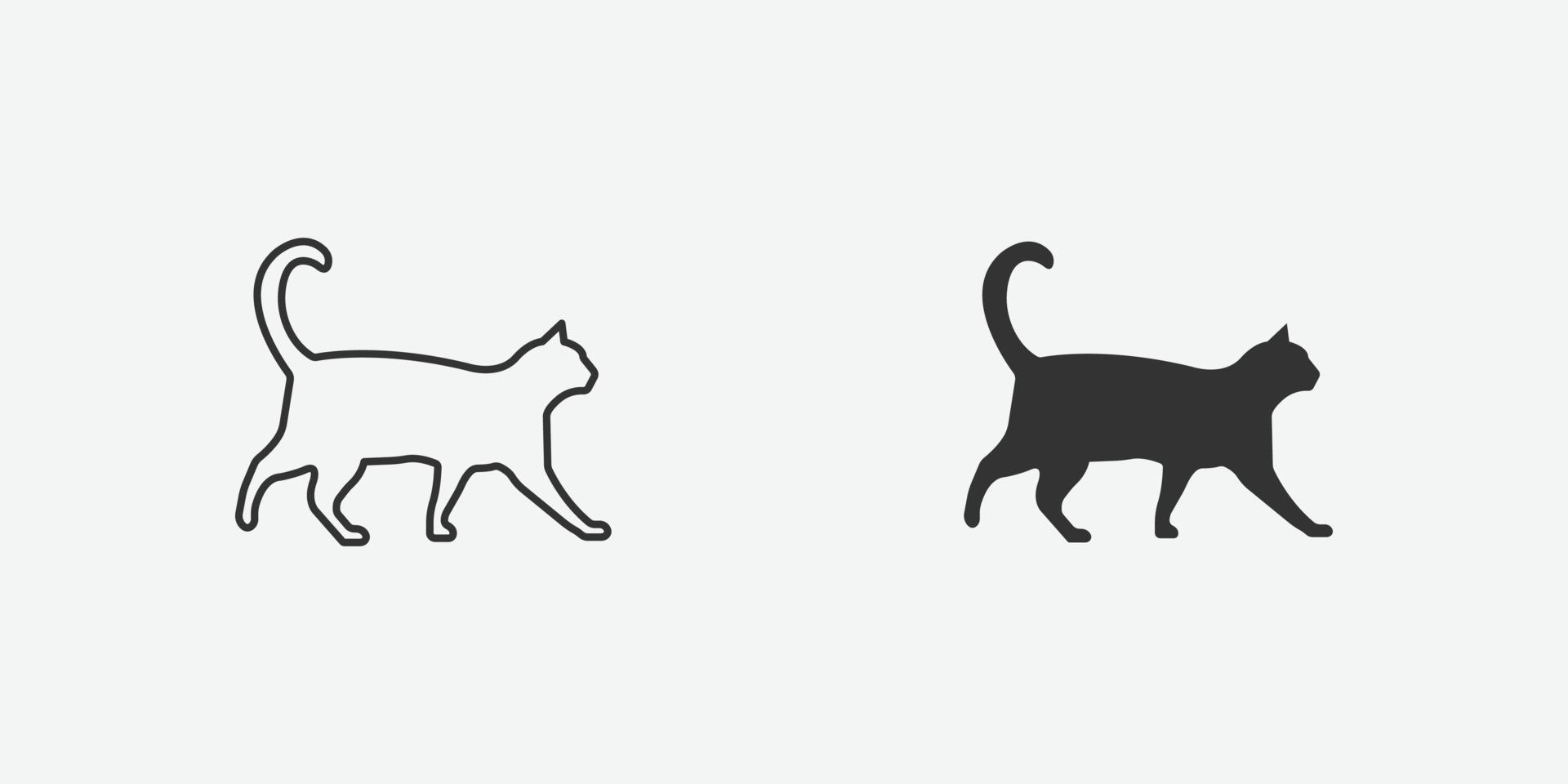 Cat icon. Outline vector illustration. Hand drawn style. Pets