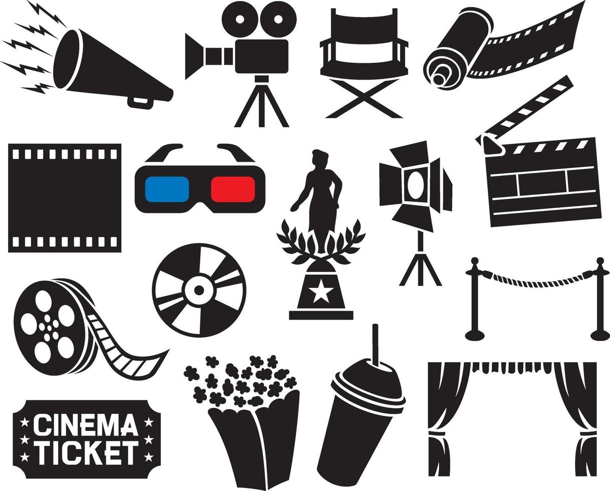 Cinema icons collection vector