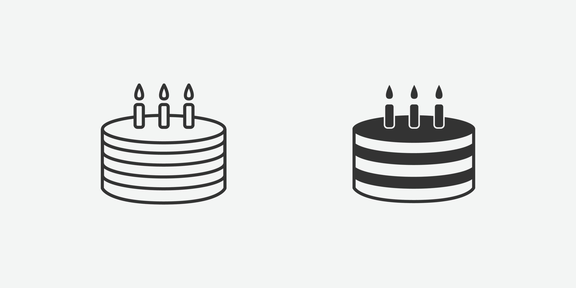 Tarta de cumpleaños con símbolo de vela sobre fondo gris vector