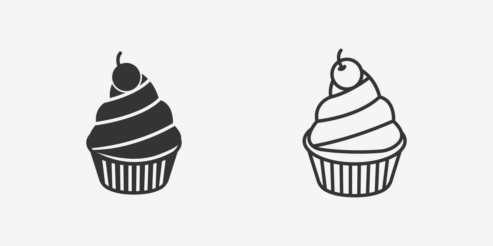 Cupcake icon vector illustration on grey background