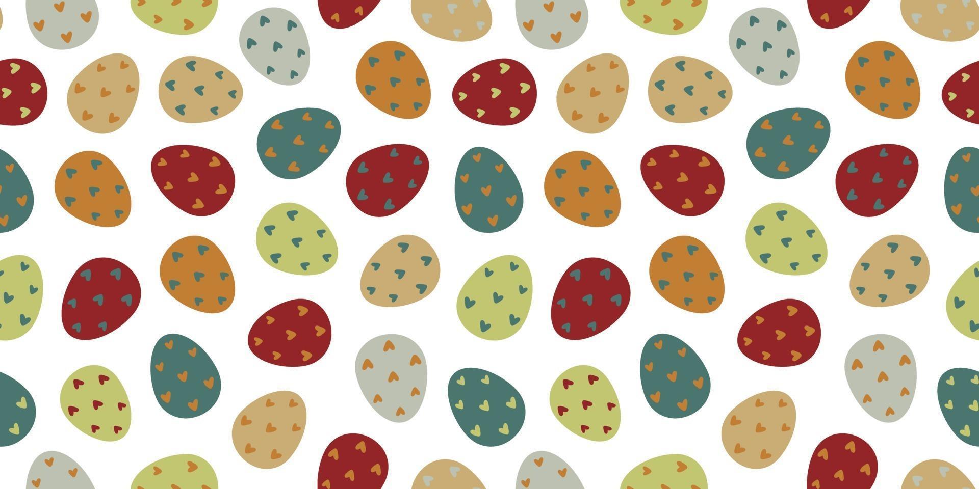 Easter eggs seamless pattern. Decorated Easter eggs on a white background.. Vector illustration