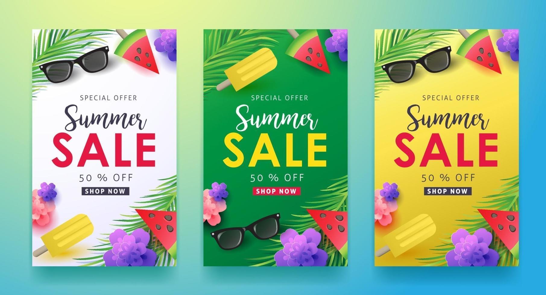 Summer sale poster banner background template vector