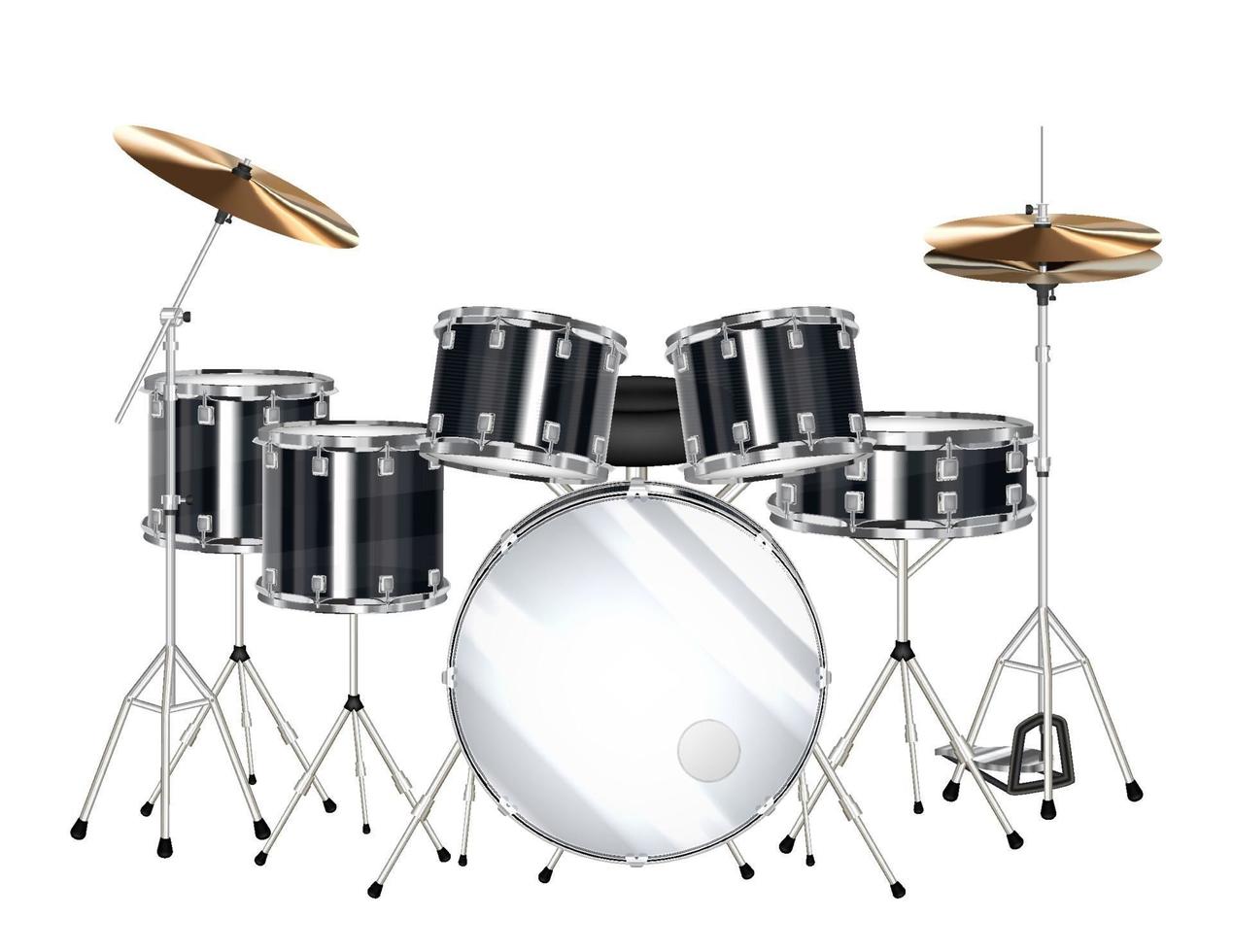 real black drum set on a white background vector