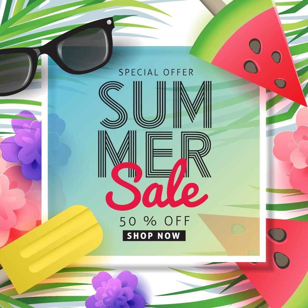 Summer sale poster banner background template vector