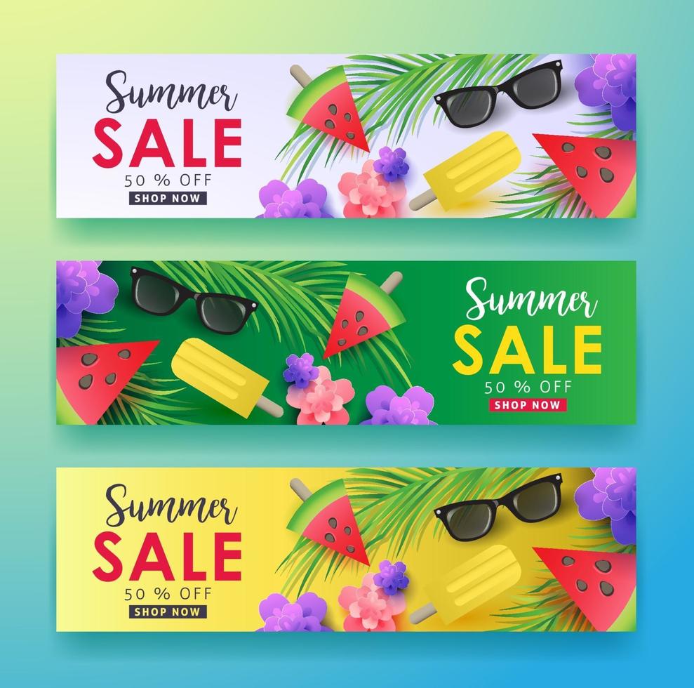 Summer sale poster banner background template vector