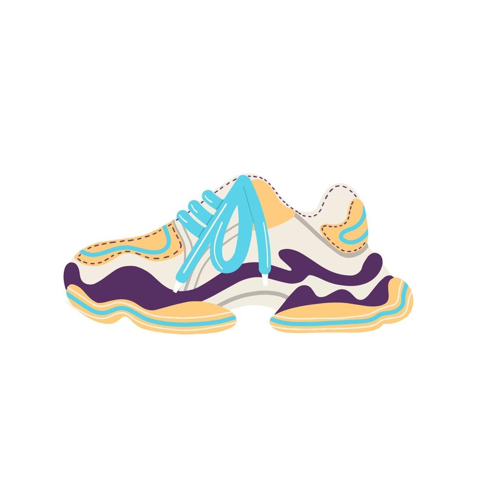 zapatillas de mujer de moda con suelas grandes. Calzado deportivo moderno y de moda Calzado para correr y fitness. ilustración vectorial plana vector