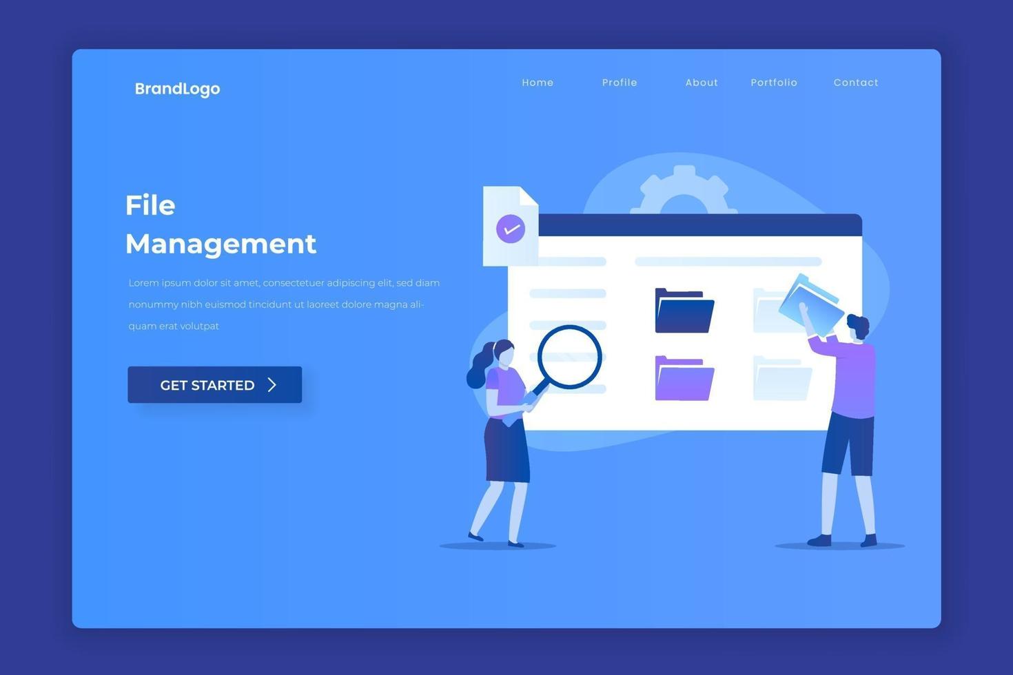 File management landing page illustration concept vector