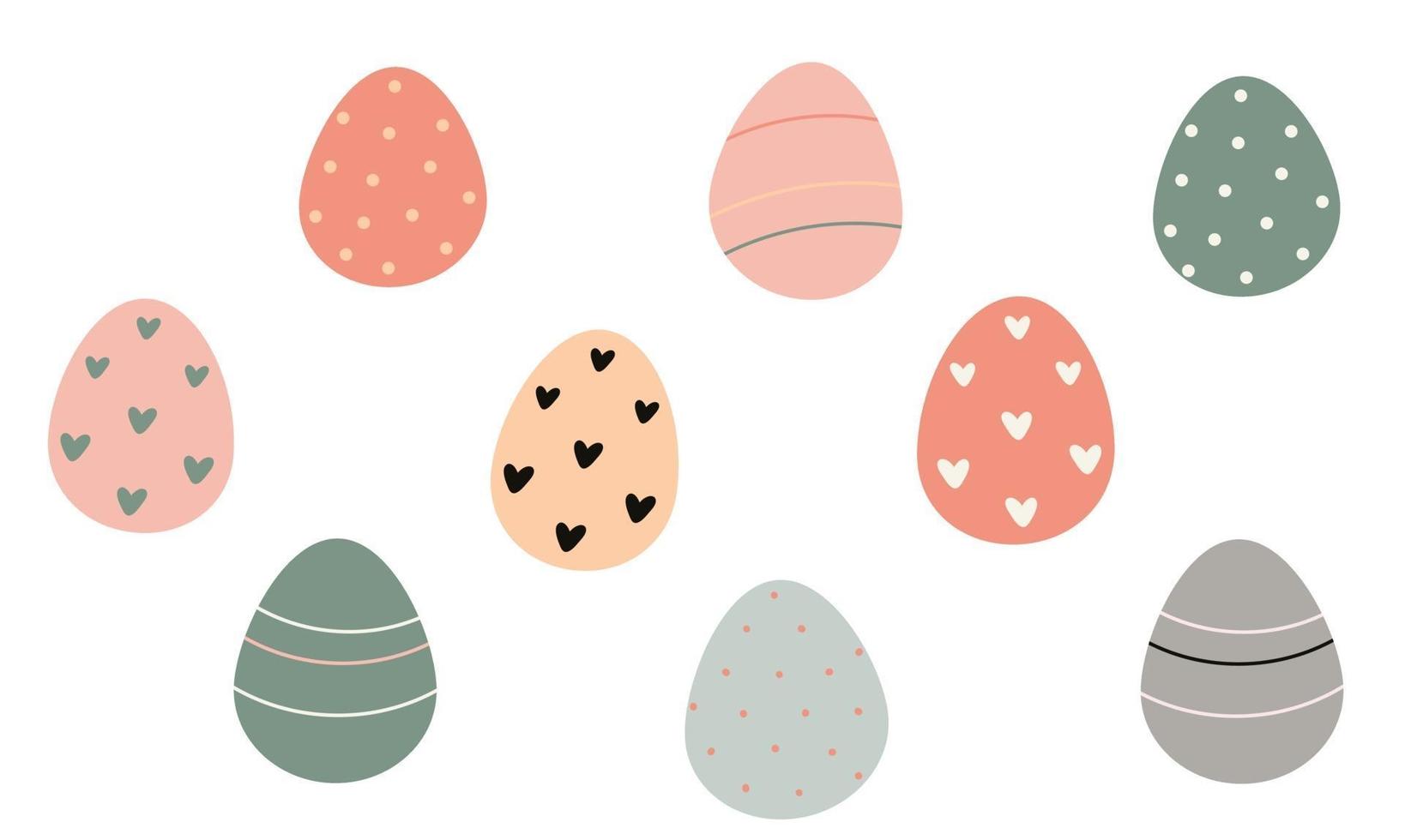 huevos de pascua decorados aislados sobre fondo blanco. vector ilustración plana