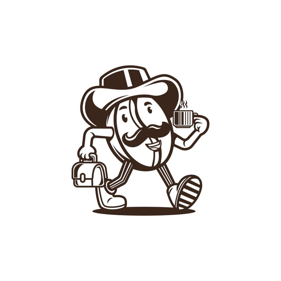 señor. Ilustración de vector de personaje de mascota de café