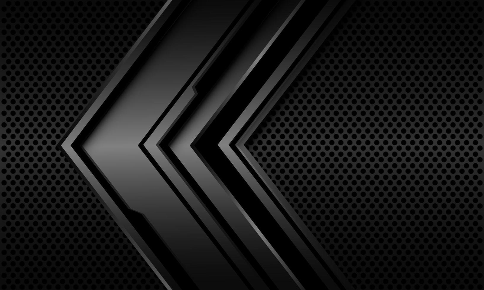 Abstract grey metallic black line circuit cyber arrow direction on circle mesh design modern futuristic technology background vector illustration