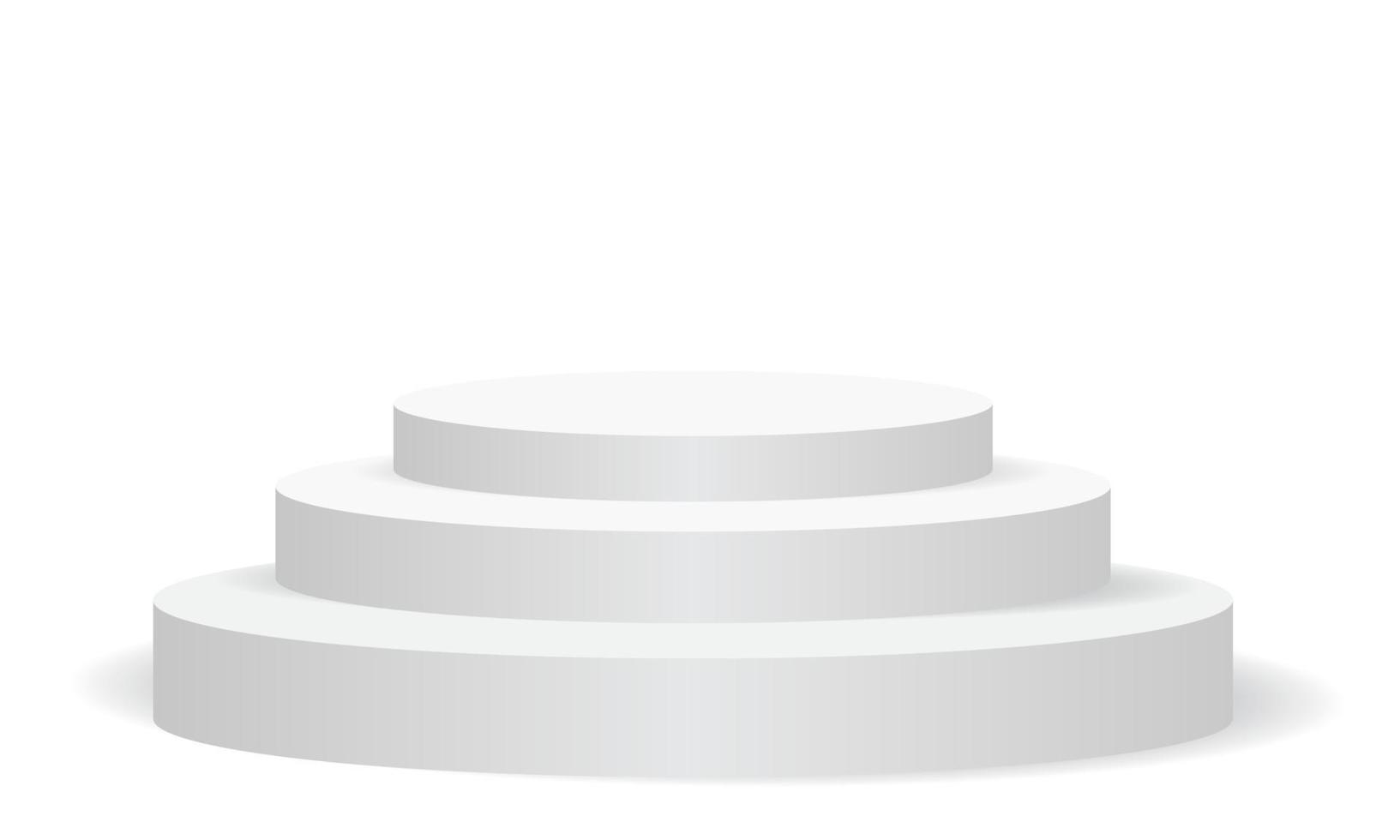 Realistic white empty round podium three step 3D on isolated for stage show exhibition background vector illustration