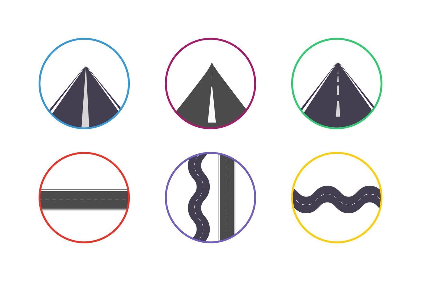 colorido conjunto de iconos de carretera vector