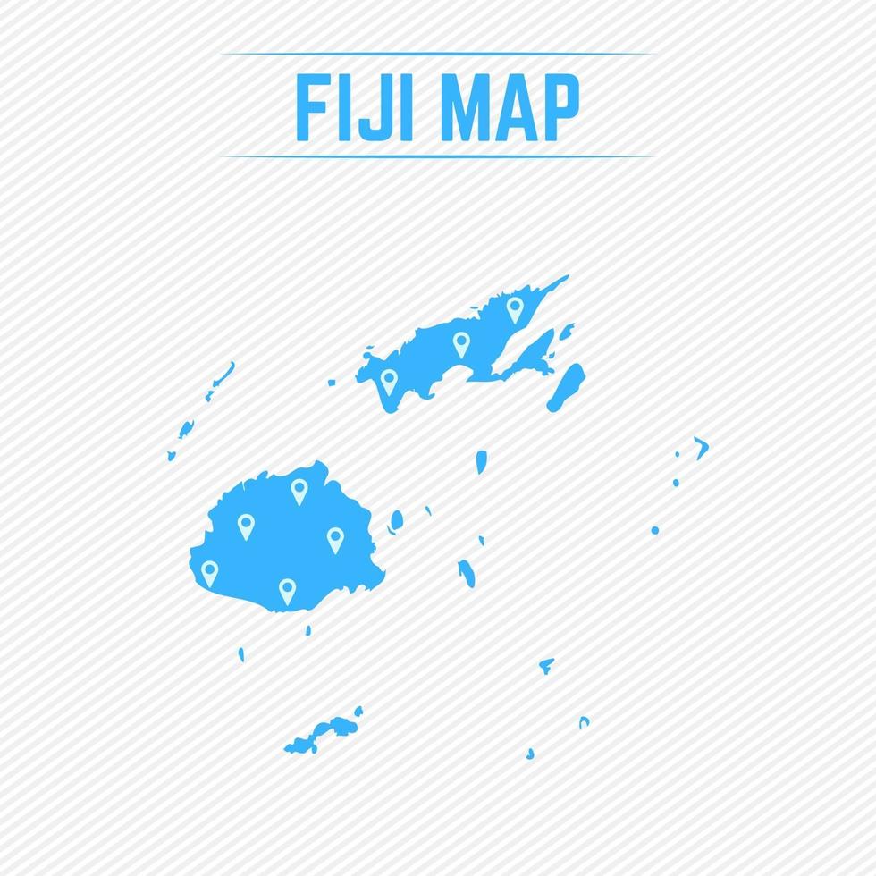 mapa simple de fiji con iconos de mapa vector