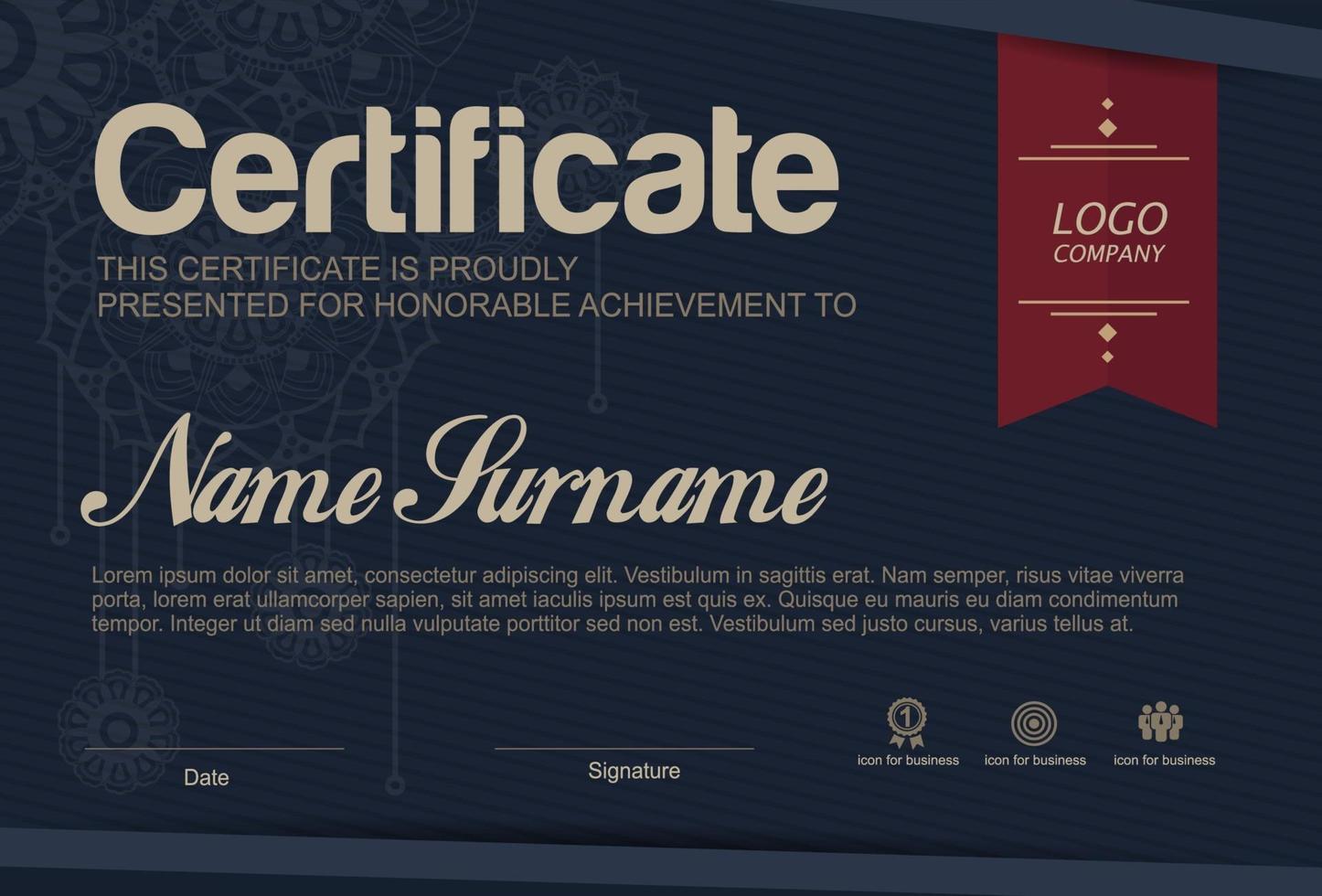 certificate of appreciation template, multipurpose certificate border with badge design vector