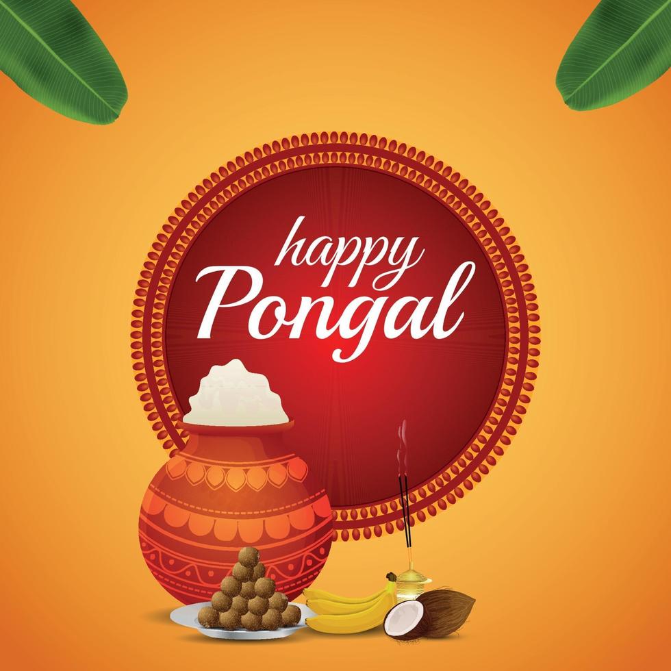 Happy pongal south indian festival celebration design vector