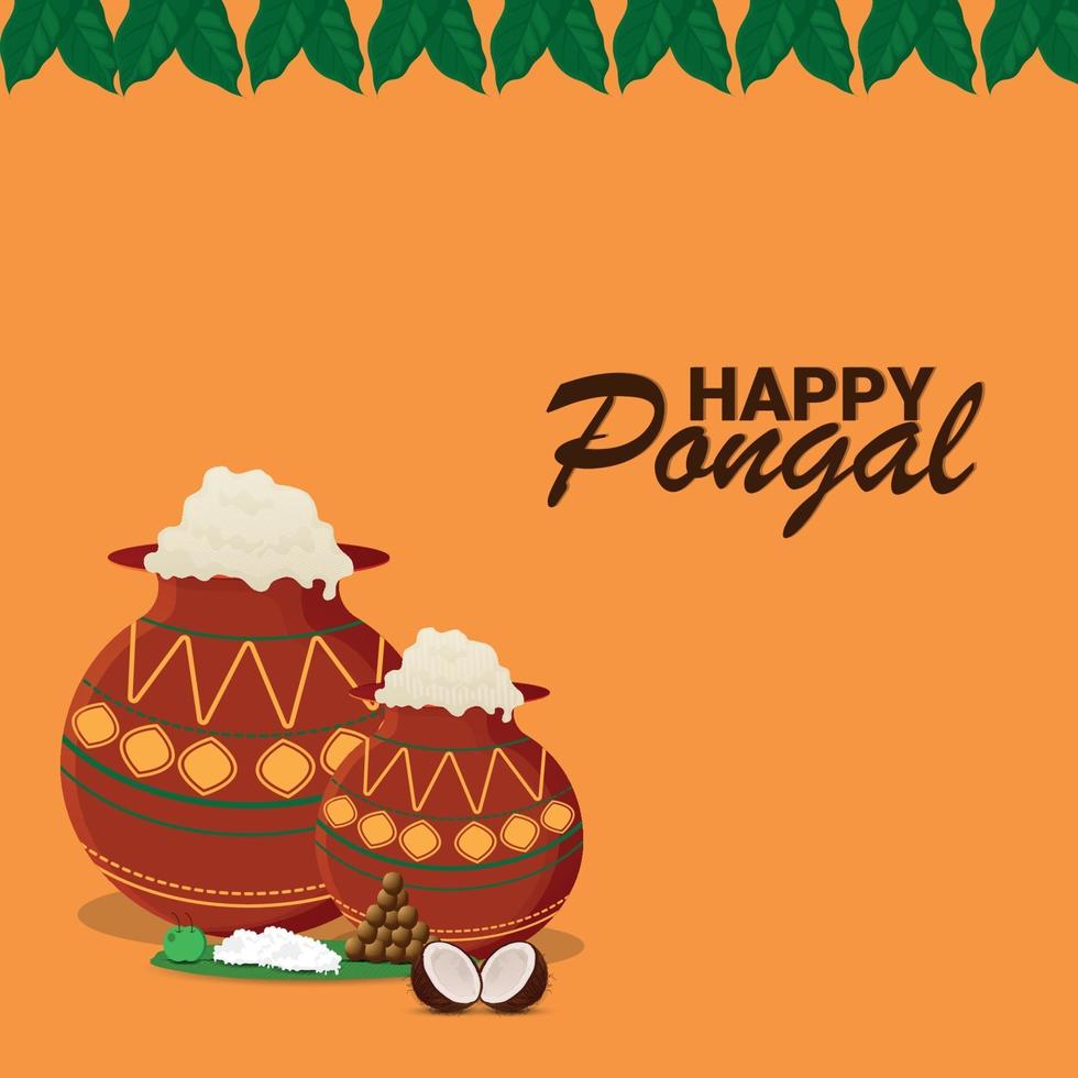 Happy pongal celebration greeting card background vector