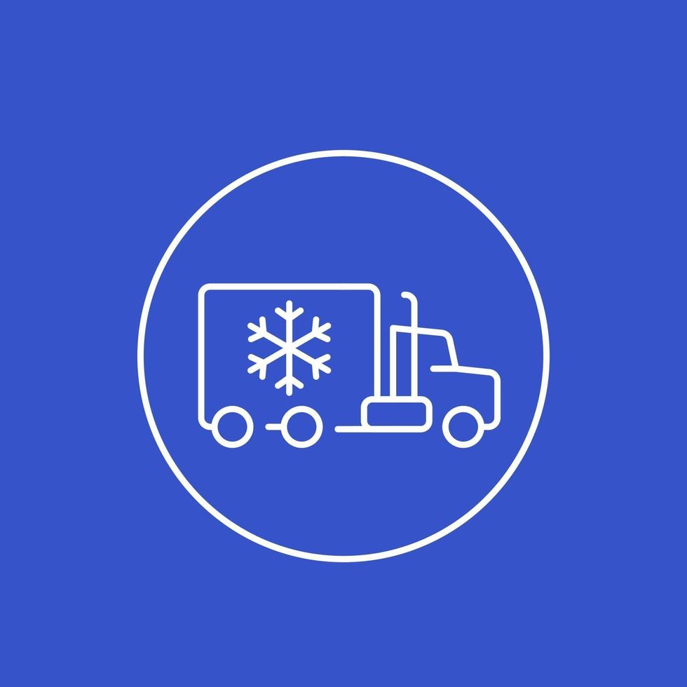 Fridge truck icon, linear vector