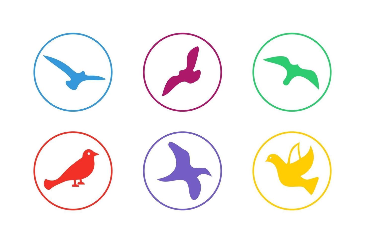 Colorful Bird Icon Set vector