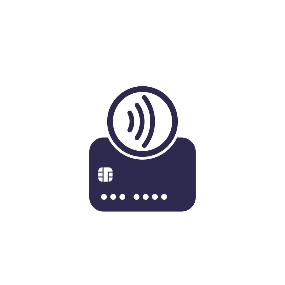 Contactless payments with card, tap to pay icon vector