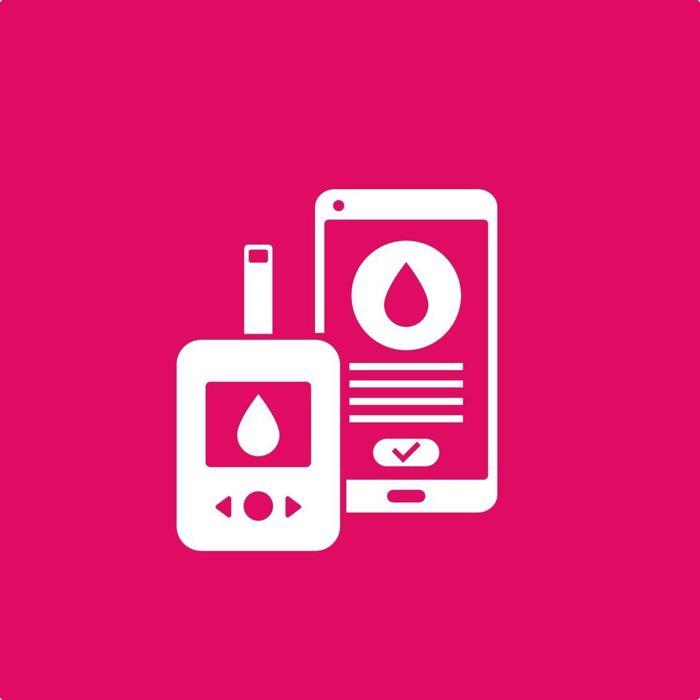 glucometer and smartphone, blood test vector icon