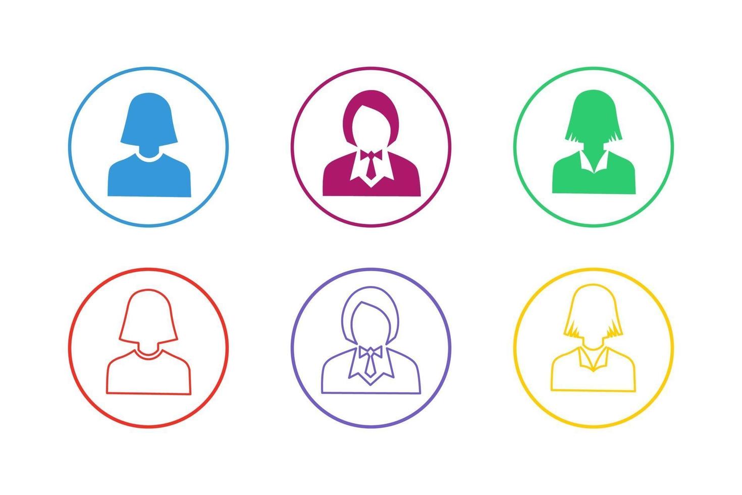 Colorful Business Woman Icon Set vector