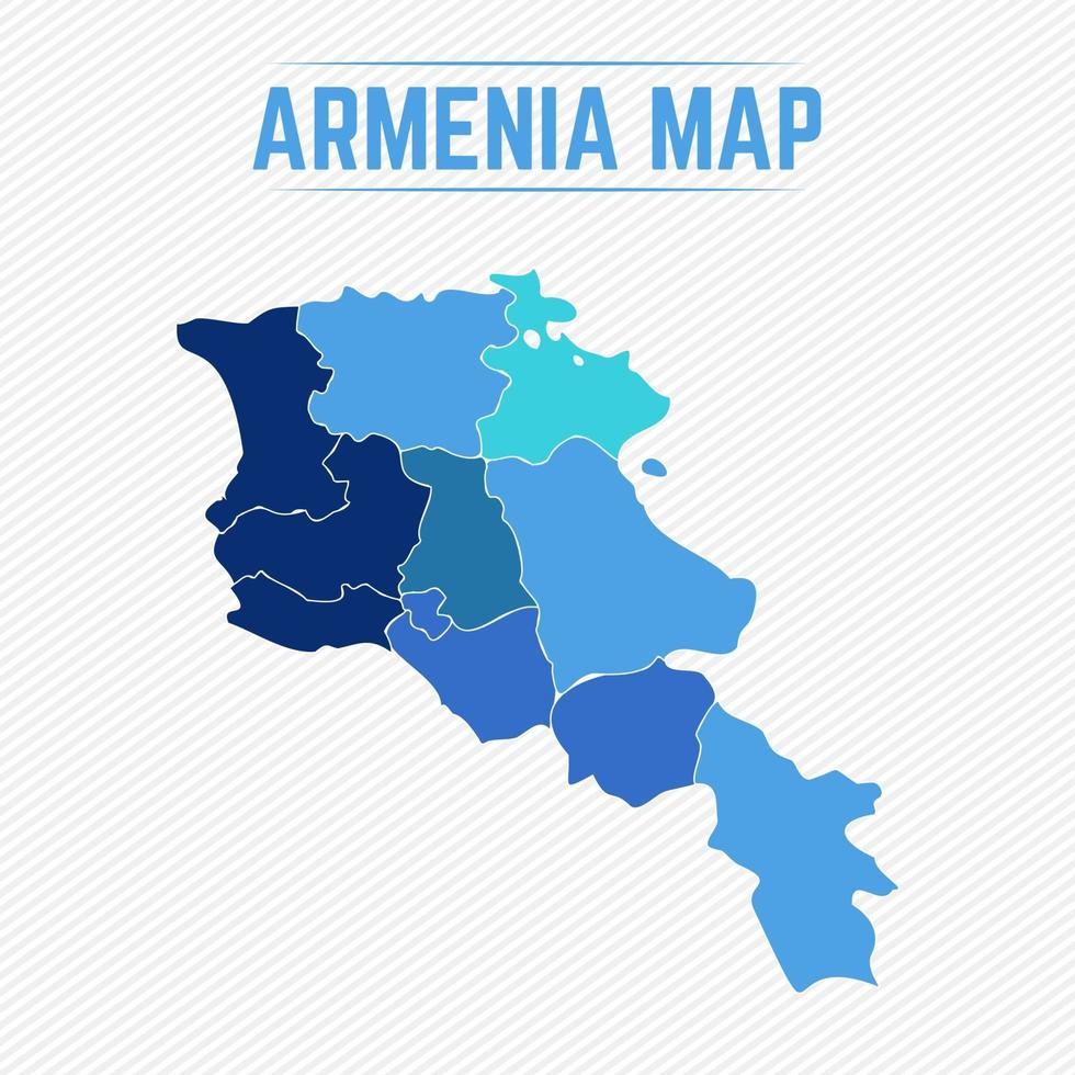 Armenia Detailed Map With Regions vector