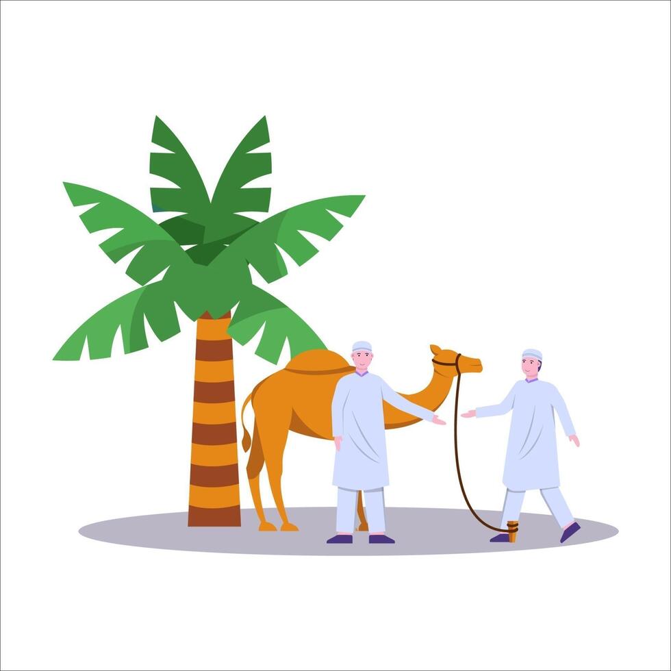 Illustration of muslims doing the pilgrimage vector