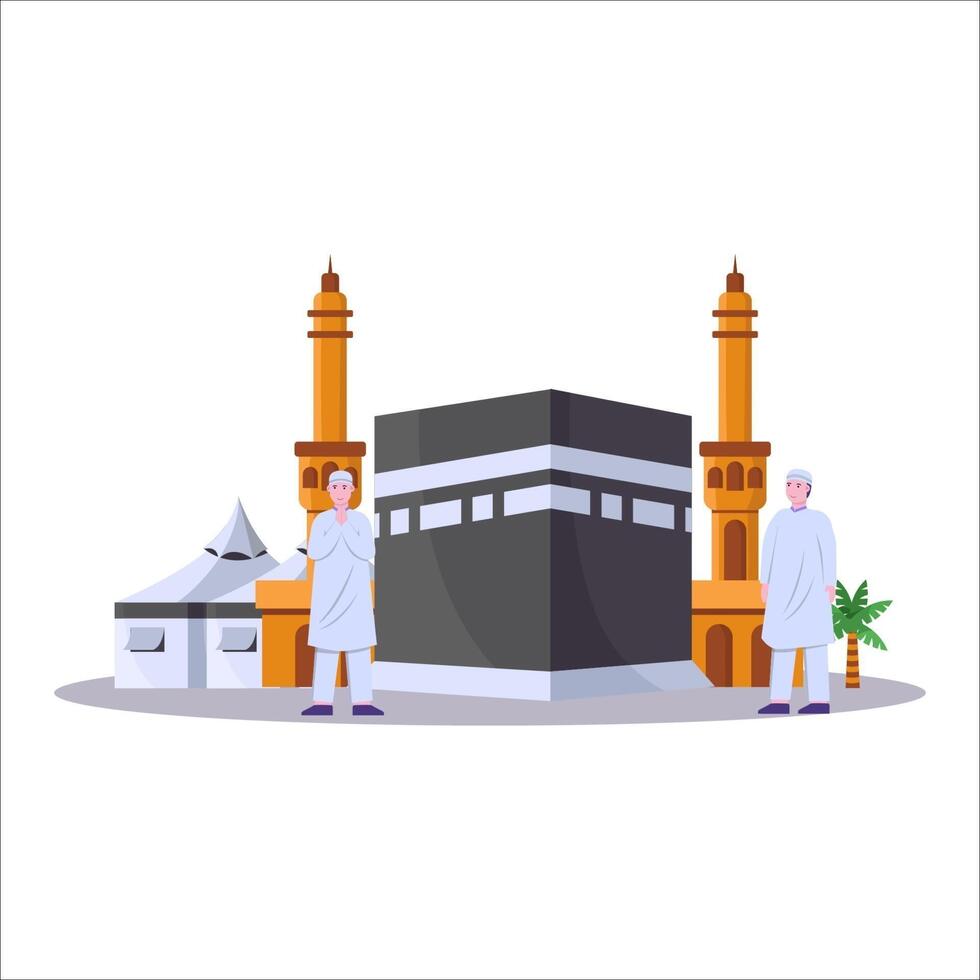 Illustration of muslims doing the pilgrimage vector