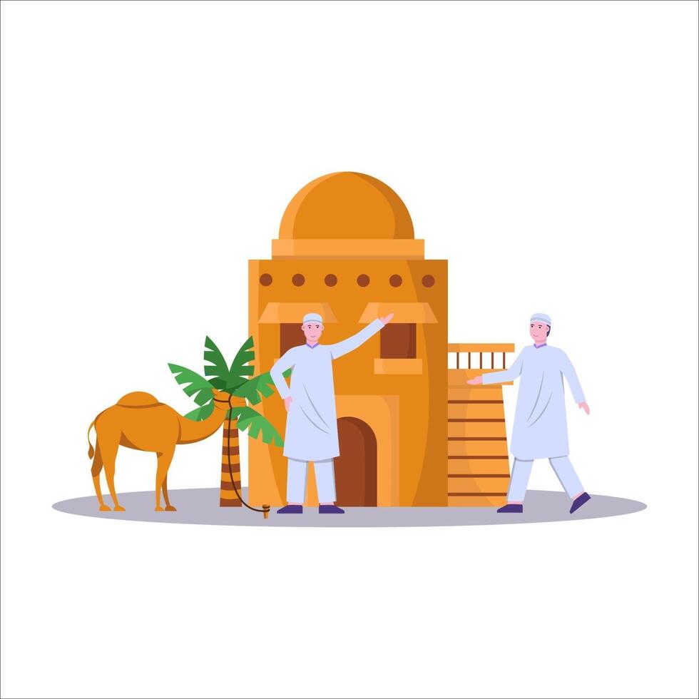 Illustration of muslims doing the pilgrimage vector