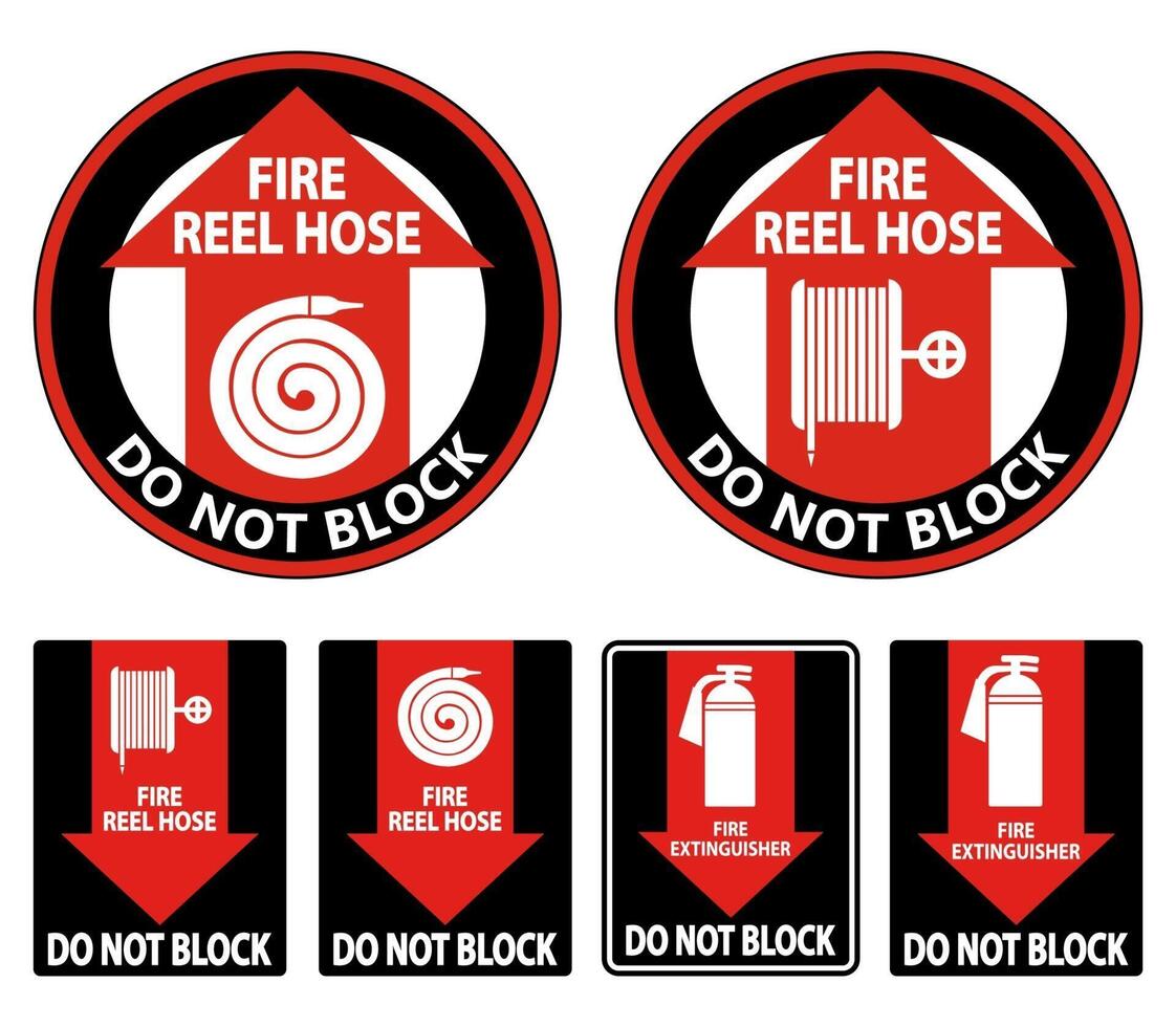 Fire Reel Hose Do Not Block Sign on white background vector