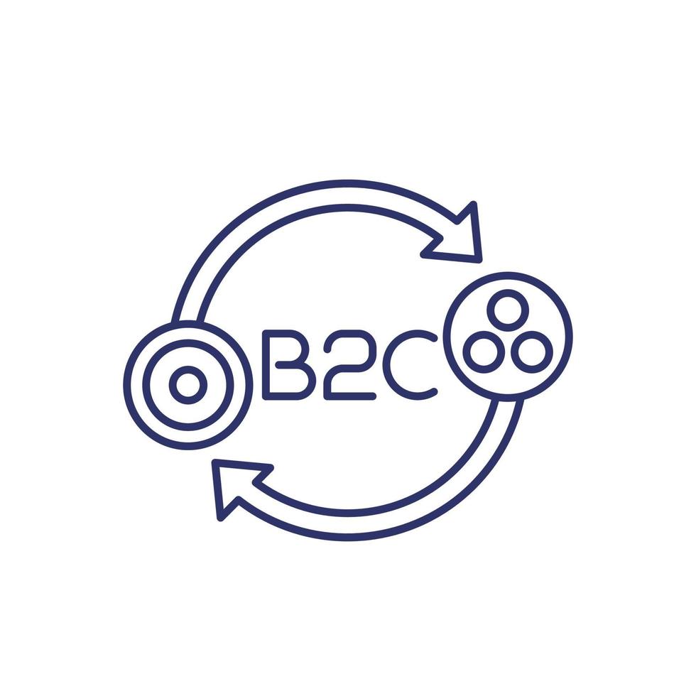 icono b2c en blanco, vector de línea