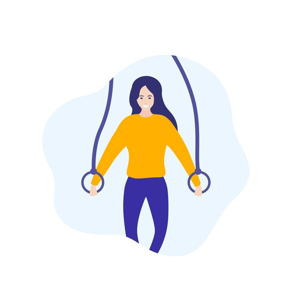 girl training with gymnastic rings, vector