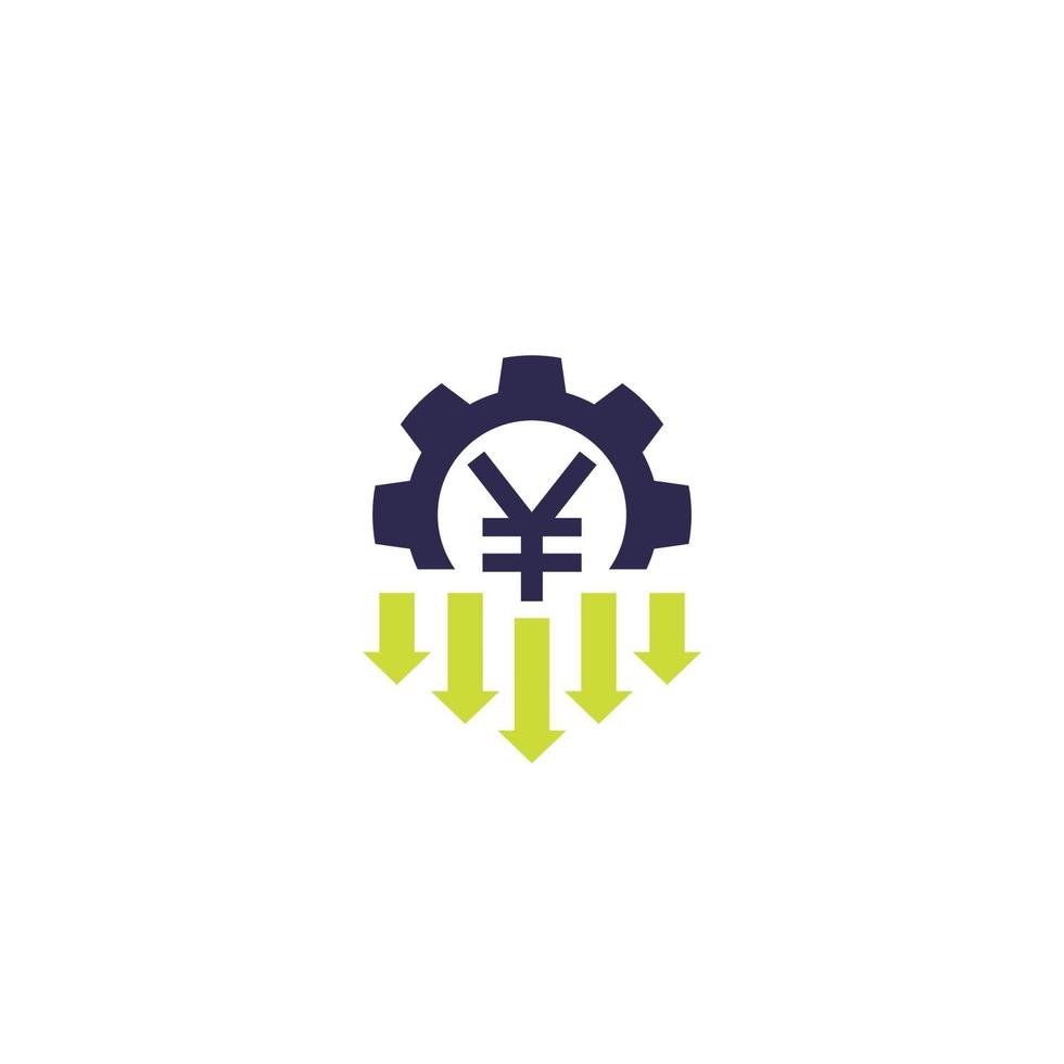 cost reduction icon with yuan, vector