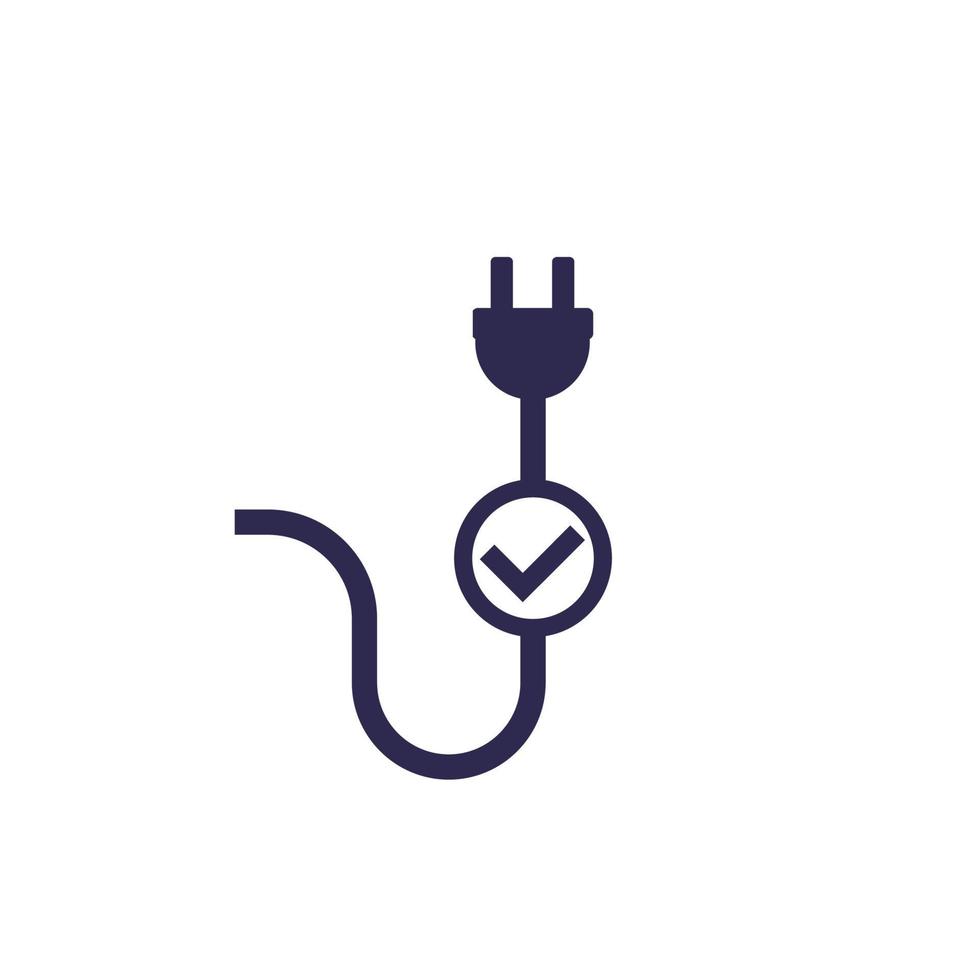 electric plug and check mark, vector icon