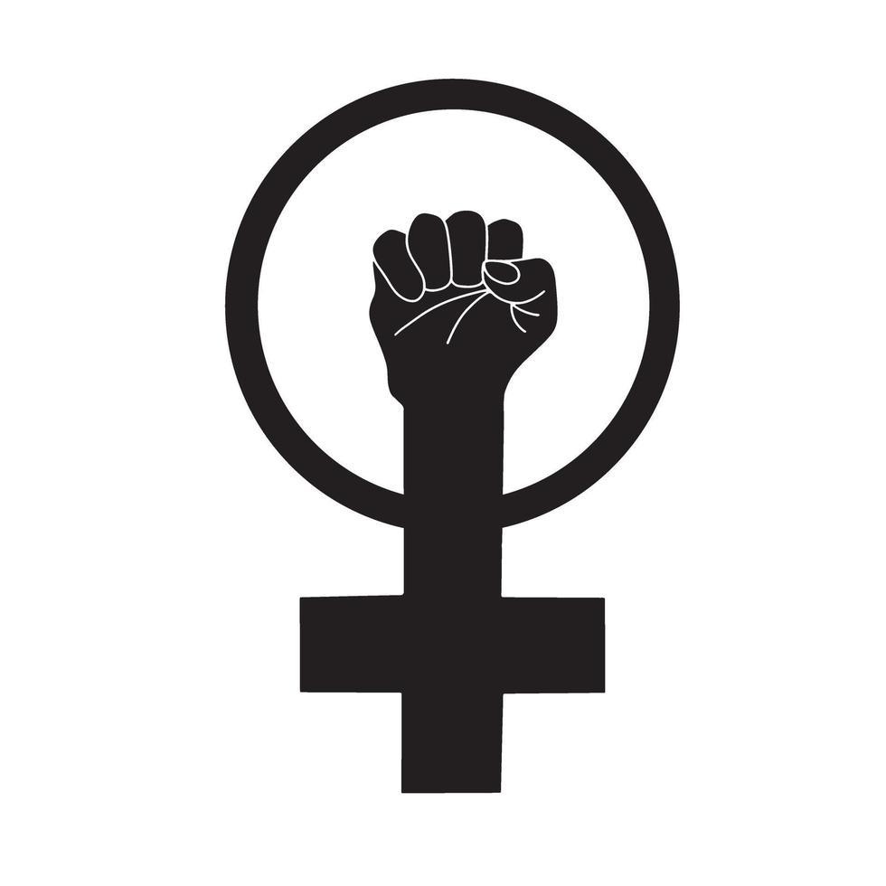 símbolo del feminismo. puño levantado. poder femenino. logo para el movimiento feminista. ilustración vectorial vector