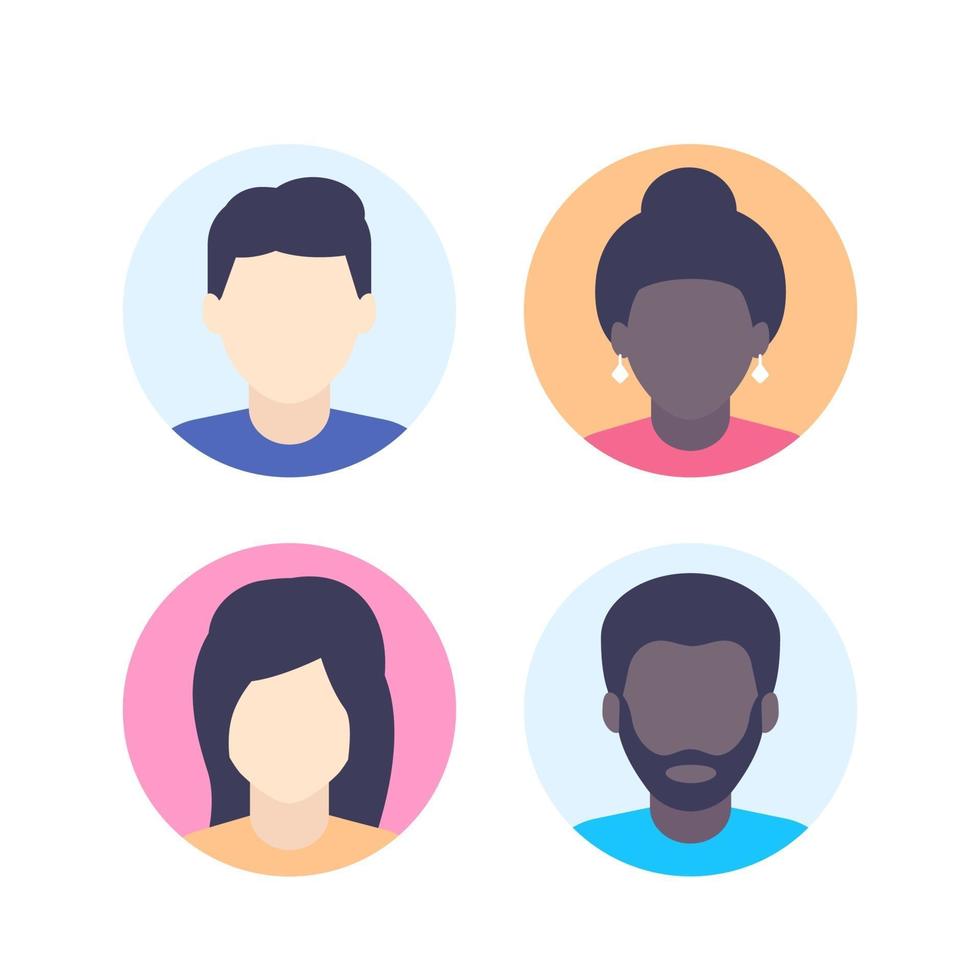 Avatars, default photo placeholder, multiracial profile pictures vector
