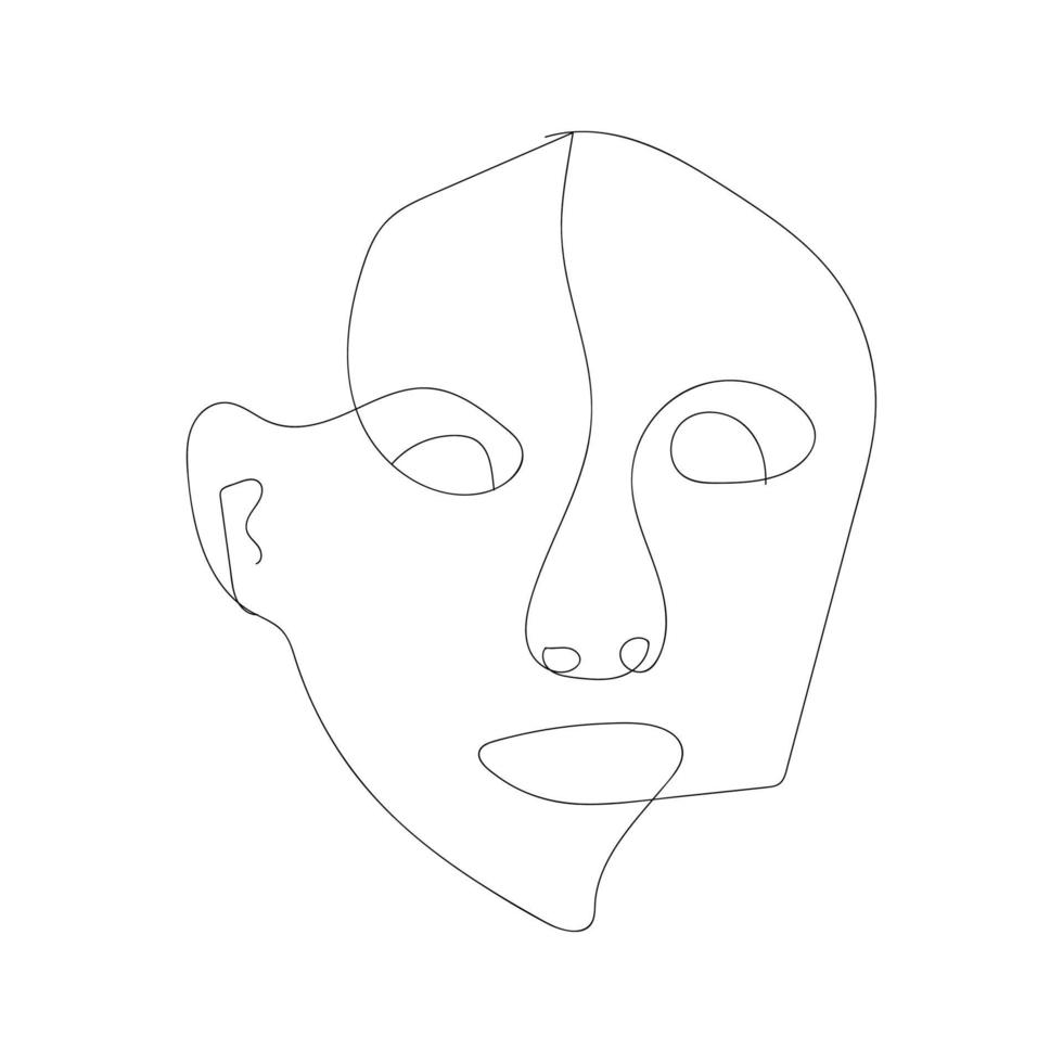abstract woman face line art drawing portrait minimalistic style vector