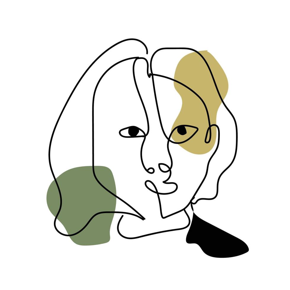 abstracto mujer cara arte lineal dibujo retrato estilo minimalista vector