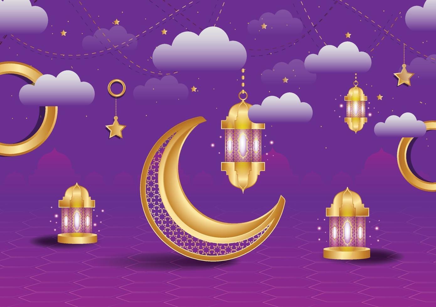 Islamic background or banner with clouds full editable template vector