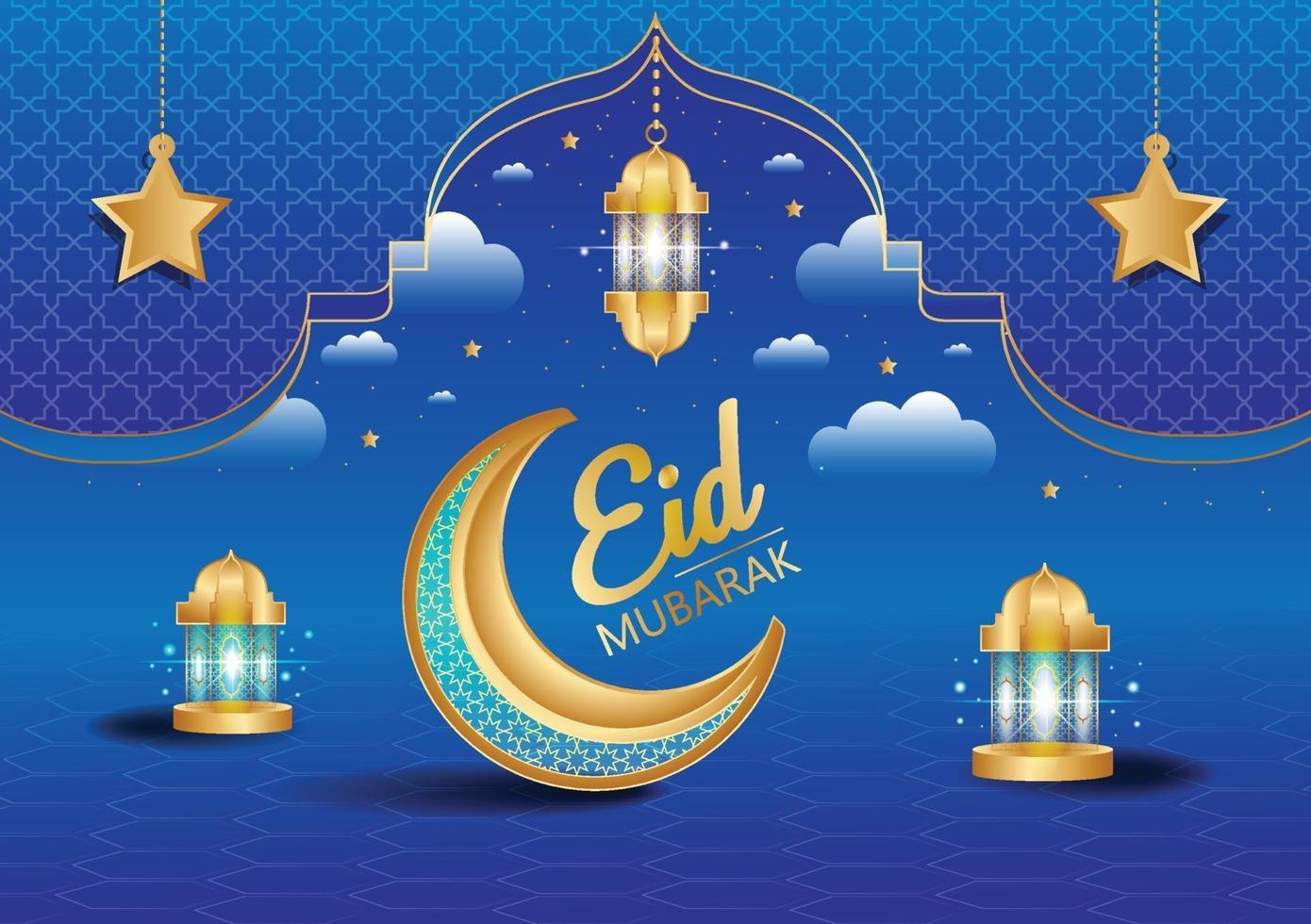 Fondo eid mubarak o diseño de banner fondo editable islámico vector