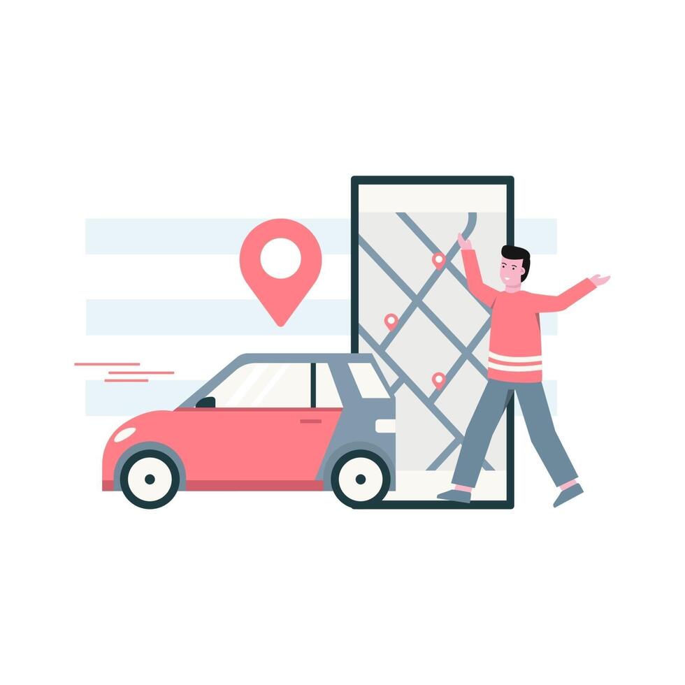 Flat vector illustration of someone charging an electric car that is environmentally friendly