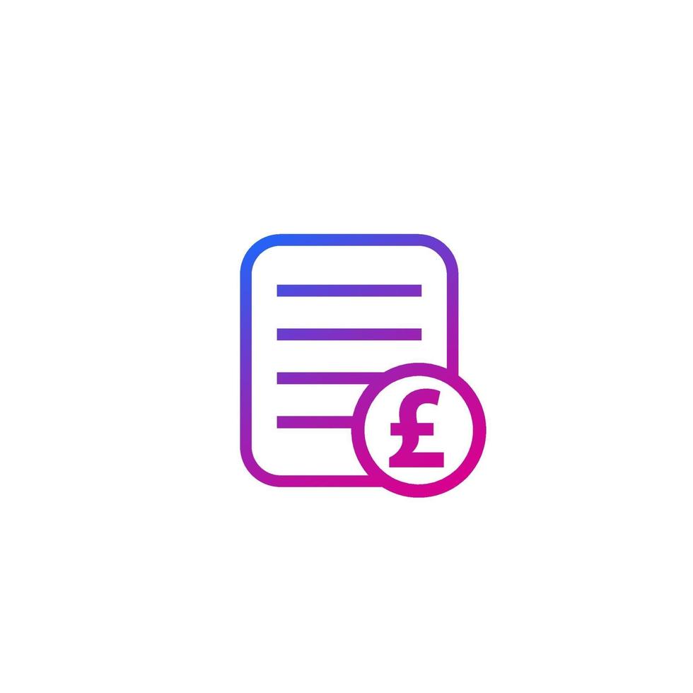 Invoice icon with pound vector