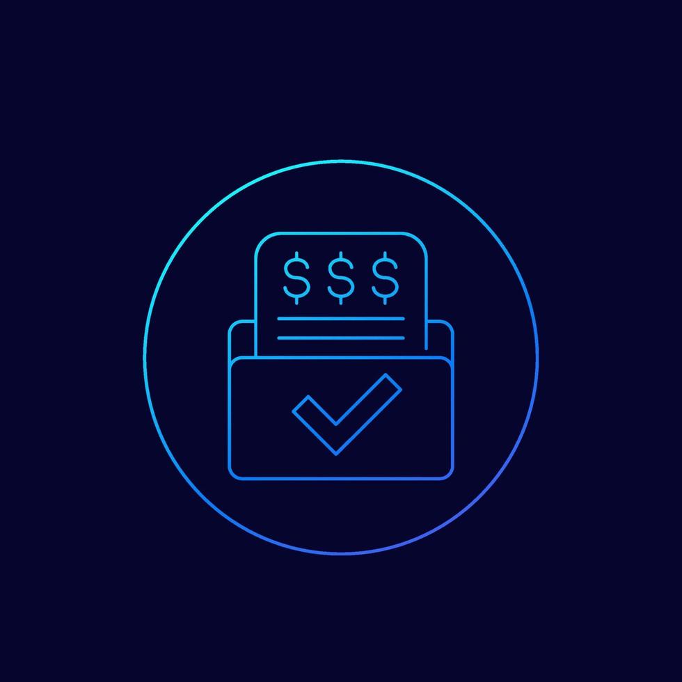 Invoice, bill form, payments icon, linear vector