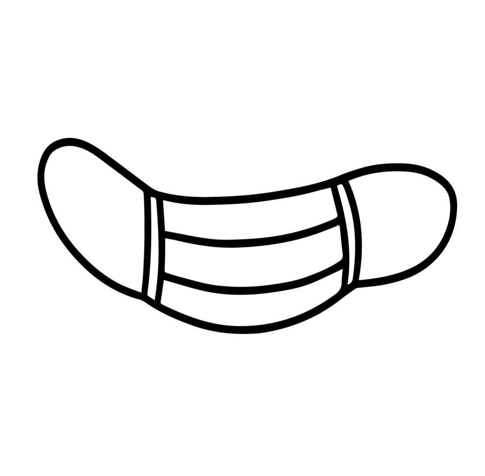 Máscaras médicas aisladas en un fondo blanco en un estilo de dibujo Máscara para protección respiratoria Máscara médica de estilo de dibujo aislada en un fondo blanco. Ilustración de vector dibujado a mano.