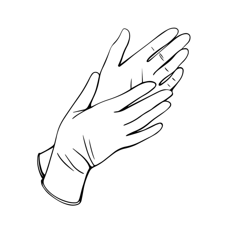 medical protective gloves isolated on a white background. Hand-drawn vector illustration in the Doodle style.