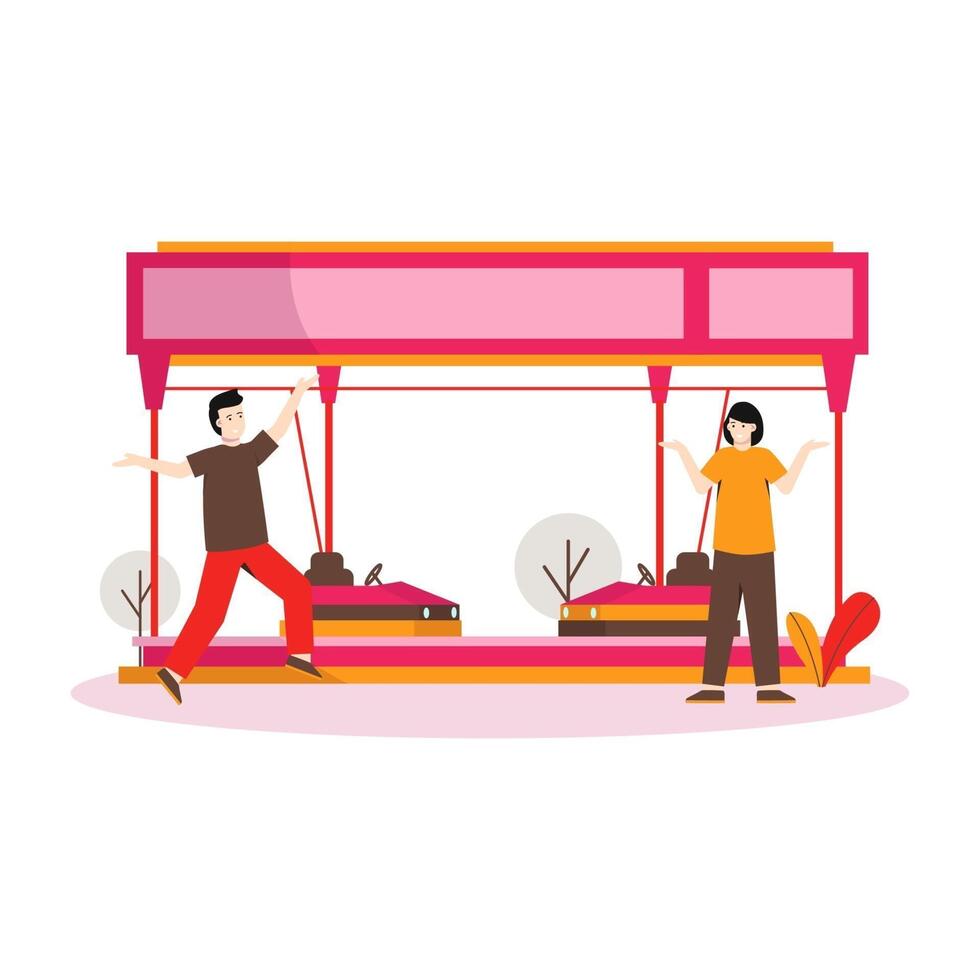 Flat vector illustration of people playing in a circus show