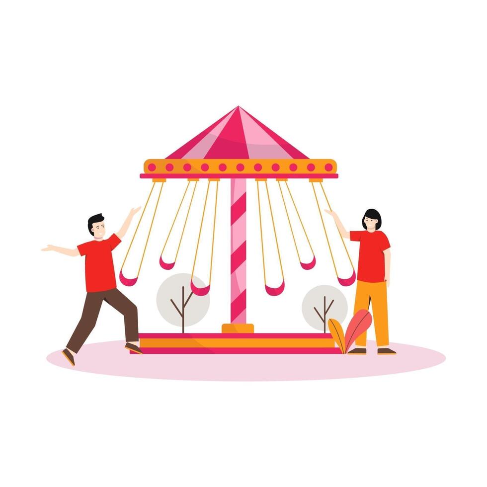 Flat vector illustration of people playing in a circus show