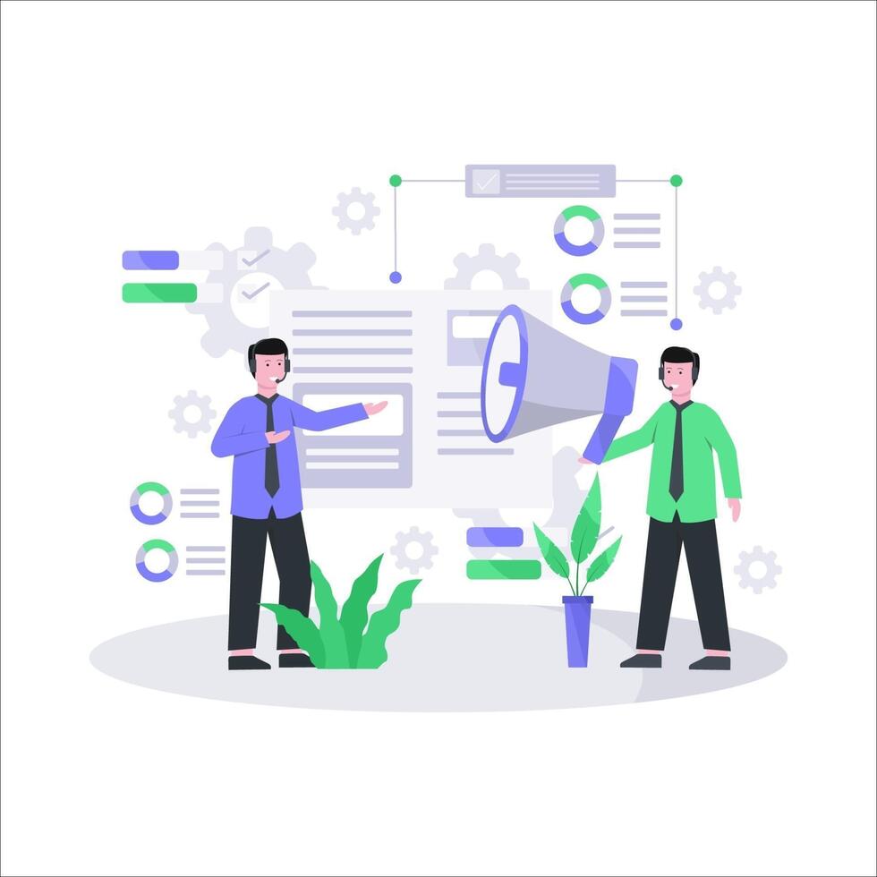 Flat vector illustration of customer service concept
